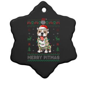 Pitbull Merry Pitmas Santa Pittie Ugly Christmas Sweater Ceramic Star Ornament