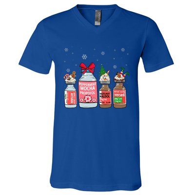 Peppermint Mocha Propofol Christmas Nurse Nursing Scrub Top V-Neck T-Shirt