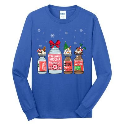 Peppermint Mocha Propofol Christmas Nurse Nursing Scrub Top Tall Long Sleeve T-Shirt