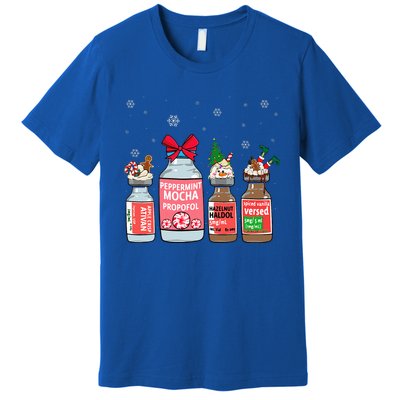 Peppermint Mocha Propofol Christmas Nurse Nursing Scrub Top Premium T-Shirt