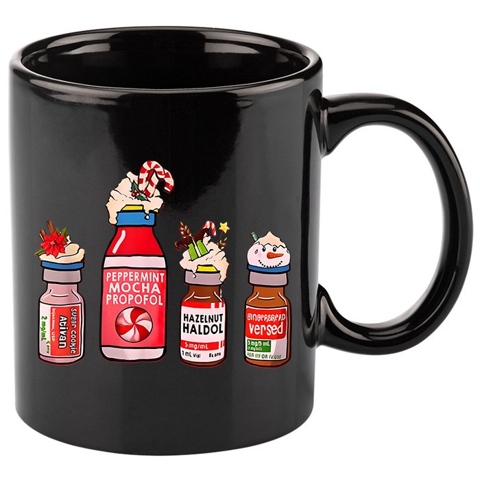 Peppermint Mocha Propofol Nurse Rn Christmas 11oz C Handle Ceramic Mug