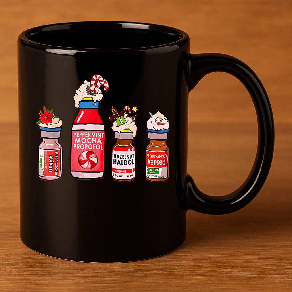 Peppermint Mocha Propofol Nurse Rn Christmas 11oz C Handle Ceramic Mug