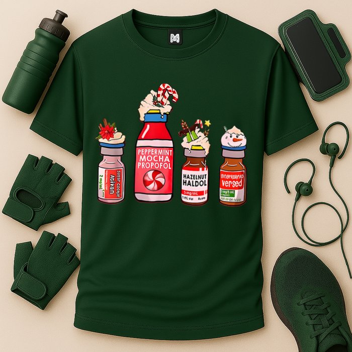 Peppermint Mocha Propofol Nurse Rn Christmas Cooling Performance Crew T-Shirt