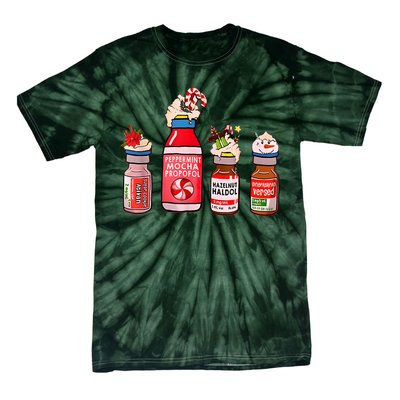 Peppermint Mocha Propofol Nurse Rn Christmas Tie-Dye T-Shirt