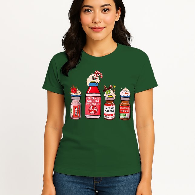 Peppermint Mocha Propofol Nurse Rn Christmas Womens T-Shirt
