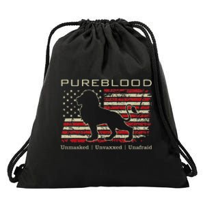 Pureblood Movement Pureblood Medical Freedom Lion Usa Flag Drawstring Bag