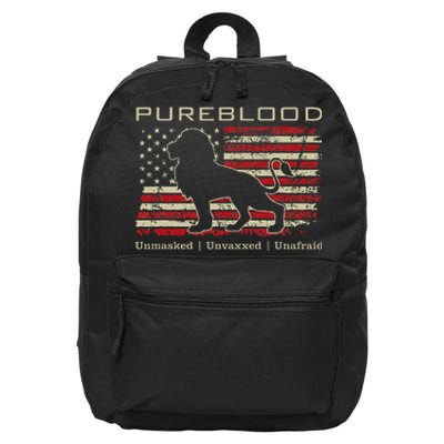 Pureblood Movement Pureblood Medical Freedom Lion Usa Flag 16 in Basic Backpack