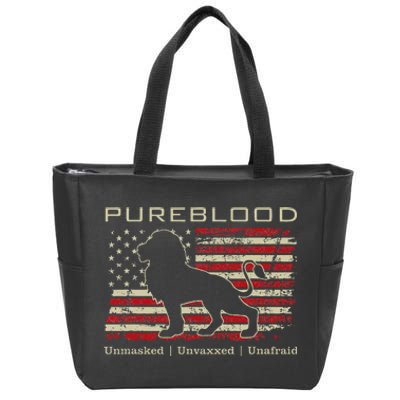 Pureblood Movement Pureblood Medical Freedom Lion Usa Flag Zip Tote Bag