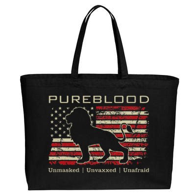 Pureblood Movement Pureblood Medical Freedom Lion Usa Flag Cotton Canvas Jumbo Tote