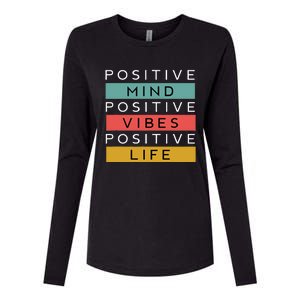 Positive Mind Positive Vibes Positive Life Womens Cotton Relaxed Long Sleeve T-Shirt