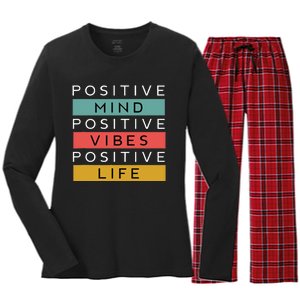 Positive Mind Positive Vibes Positive Life Women's Long Sleeve Flannel Pajama Set 