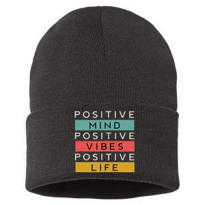 Positive Mind Positive Vibes Positive Life Sustainable Knit Beanie