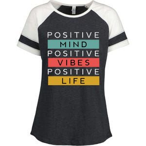 Positive Mind Positive Vibes Positive Life Enza Ladies Jersey Colorblock Tee