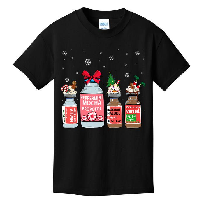 Peppermint Mocha Propofol Christmas Nurse Nursing Kids T-Shirt