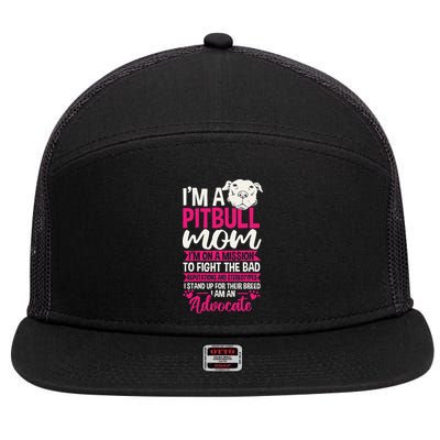 Pitbull Mom Pit Bull Terrier Mommy Pibble Mother's Day 7 Panel Mesh Trucker Snapback Hat