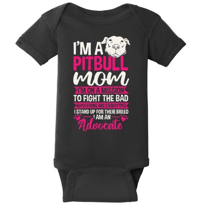 Pitbull Mom Pit Bull Terrier Mommy Pibble Mother's Day Baby Bodysuit