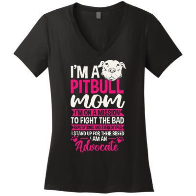 Pitbull Mom Pit Bull Terrier Mommy Pibble Mother's Day Women's V-Neck T-Shirt