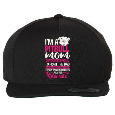 Pitbull Mom Pit Bull Terrier Mommy Pibble Mother's Day Wool Snapback Cap
