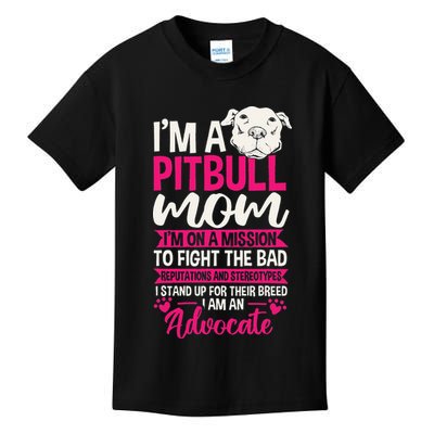 Pitbull Mom Pit Bull Terrier Mommy Pibble Mother's Day Kids T-Shirt