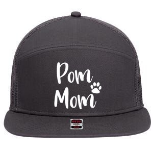 Pom Mom Pomeranian Mom Pom Mama 7 Panel Mesh Trucker Snapback Hat