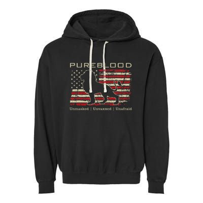 Pureblood Movement Pureblood Medical Freedom Lion Usa Flag Garment-Dyed Fleece Hoodie