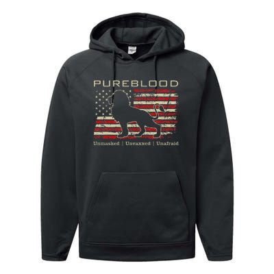 Pureblood Movement Pureblood Medical Freedom Lion Usa Flag Performance Fleece Hoodie