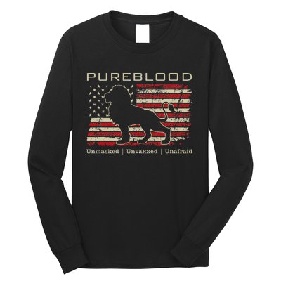 Pureblood Movement Pureblood Medical Freedom Lion Usa Flag Long Sleeve Shirt