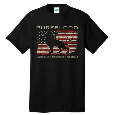 Pureblood Movement Pureblood Medical Freedom Lion Usa Flag Tall T-Shirt