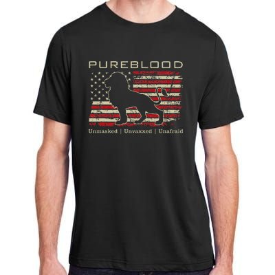 Pureblood Movement Pureblood Medical Freedom Lion Usa Flag Adult ChromaSoft Performance T-Shirt