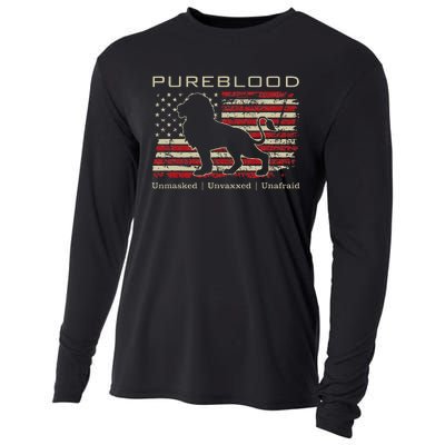 Pureblood Movement Pureblood Medical Freedom Lion Usa Flag Cooling Performance Long Sleeve Crew