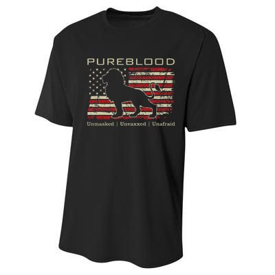 Pureblood Movement Pureblood Medical Freedom Lion Usa Flag Performance Sprint T-Shirt