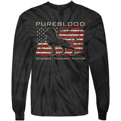 Pureblood Movement Pureblood Medical Freedom Lion Usa Flag Tie-Dye Long Sleeve Shirt