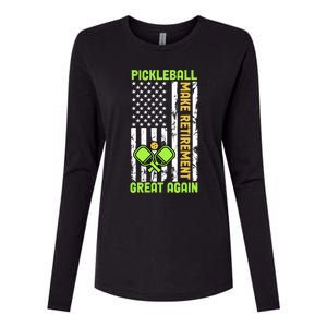 Pickleball Make Retiret Great Again Us Flag Pickleball Cute Gift Womens Cotton Relaxed Long Sleeve T-Shirt