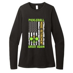 Pickleball Make Retiret Great Again Us Flag Pickleball Cute Gift Womens CVC Long Sleeve Shirt