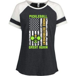 Pickleball Make Retiret Great Again Us Flag Pickleball Cute Gift Enza Ladies Jersey Colorblock Tee