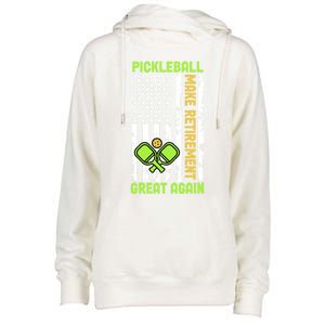 Pickleball Make Retiret Great Again Us Flag Pickleball Cute Gift Womens Funnel Neck Pullover Hood