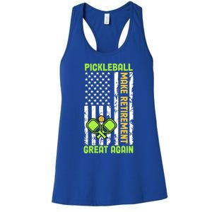 Pickleball Make Retiret Great Again Us Flag Pickleball Cute Gift Women's Racerback Tank