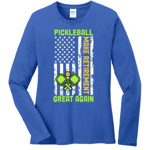 Pickleball Make Retiret Great Again Us Flag Pickleball Cute Gift Ladies Long Sleeve Shirt