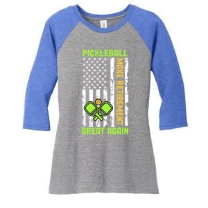 Pickleball Make Retiret Great Again Us Flag Pickleball Cute Gift Women's Tri-Blend 3/4-Sleeve Raglan Shirt