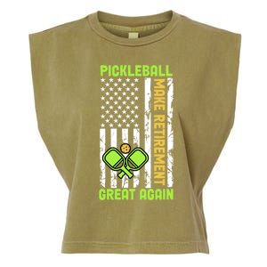 Pickleball Make Retiret Great Again Us Flag Pickleball Cute Gift Garment-Dyed Women's Muscle Tee