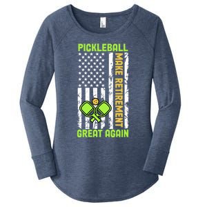 Pickleball Make Retiret Great Again Us Flag Pickleball Cute Gift Women's Perfect Tri Tunic Long Sleeve Shirt