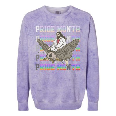 Pride Month Ride Moth Design Colorblast Crewneck Sweatshirt