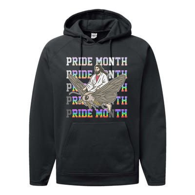 Pride Month Ride Moth Design Performance Fleece Hoodie