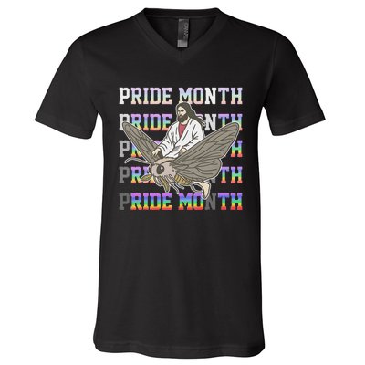 Pride Month Ride Moth Design V-Neck T-Shirt