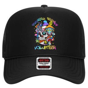 Psychedelic Mushroom Research Volunteer High Crown Mesh Back Trucker Hat