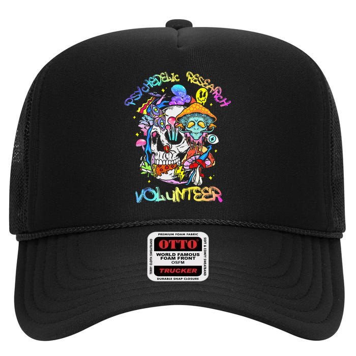 Psychedelic Mushroom Research Volunteer High Crown Mesh Back Trucker Hat