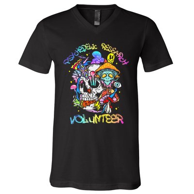 Psychedelic Mushroom Research Volunteer V-Neck T-Shirt