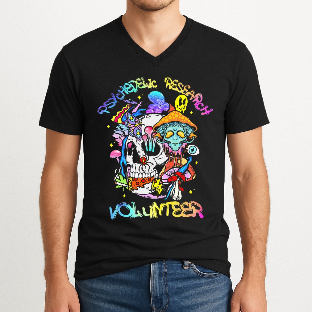 Psychedelic Mushroom Research Volunteer V-Neck T-Shirt