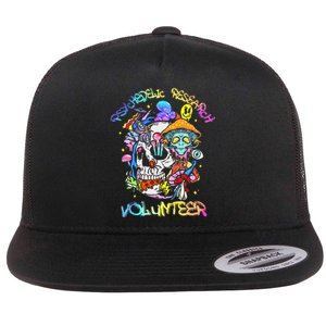 Psychedelic Mushroom Research Volunteer Flat Bill Trucker Hat