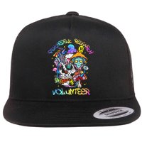 Psychedelic Mushroom Research Volunteer Flat Bill Trucker Hat